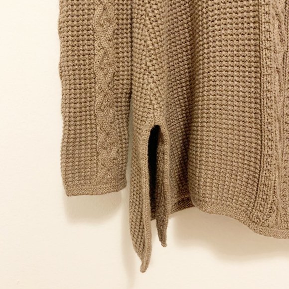 Jeanne Pierre Long Sleeve Cowl Neck Cable Knit Sweater Brown Small - Picture 4 of 7